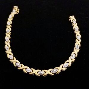Xo gold/silver CZ tennis bracelet